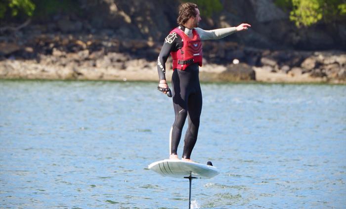efoil rider on the Menai strait